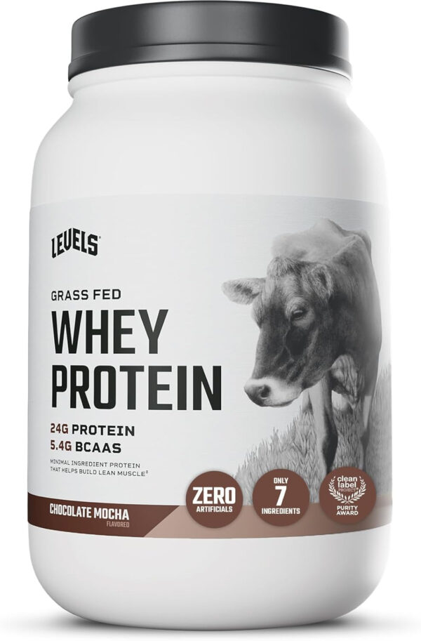 Levels Grass Fed Whey Protein Powder, No Artificials, 25G of Protein, Unflavored, 5LB