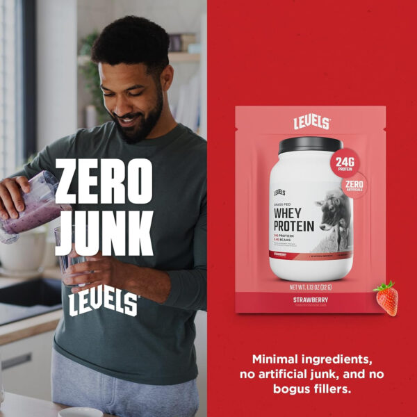 Levels Grass Fed Whey Protein Powder, No Artificials, 25G of Protein, Unflavored, 5LB