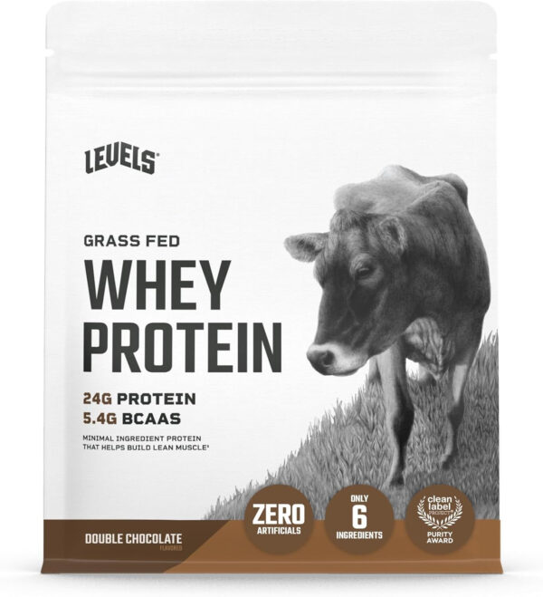 Levels Grass Fed Whey Protein Powder, No Artificials, 25G of Protein, Unflavored, 5LB