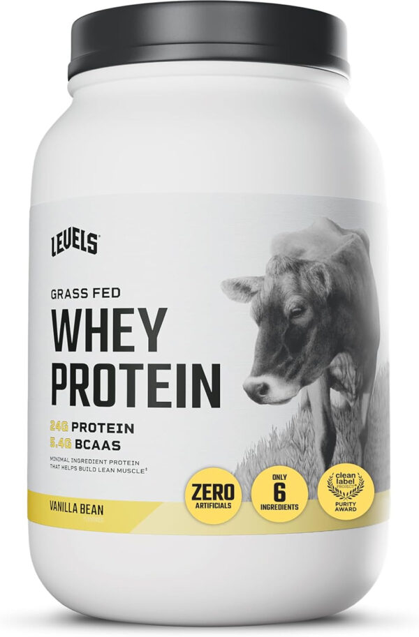 Levels Grass Fed Whey Protein Powder, No Artificials, 25G of Protein, Unflavored, 5LB