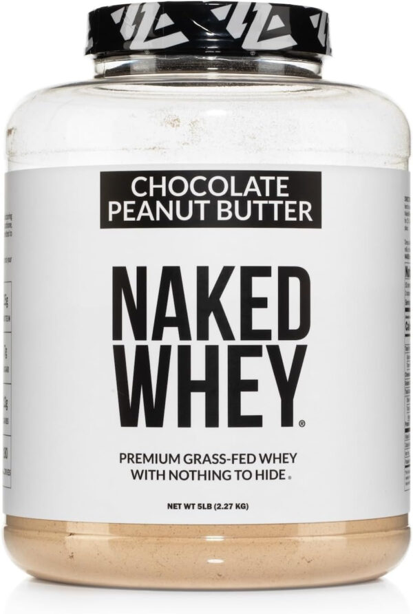 NAKED Whey 2LB 100% Grass Fed Whey Protein Powder - Only 1 Ingredient, Unflavored Whey Protein, Undenatured, Gluten Free, Soy Free, No GMOs, No Preservatives