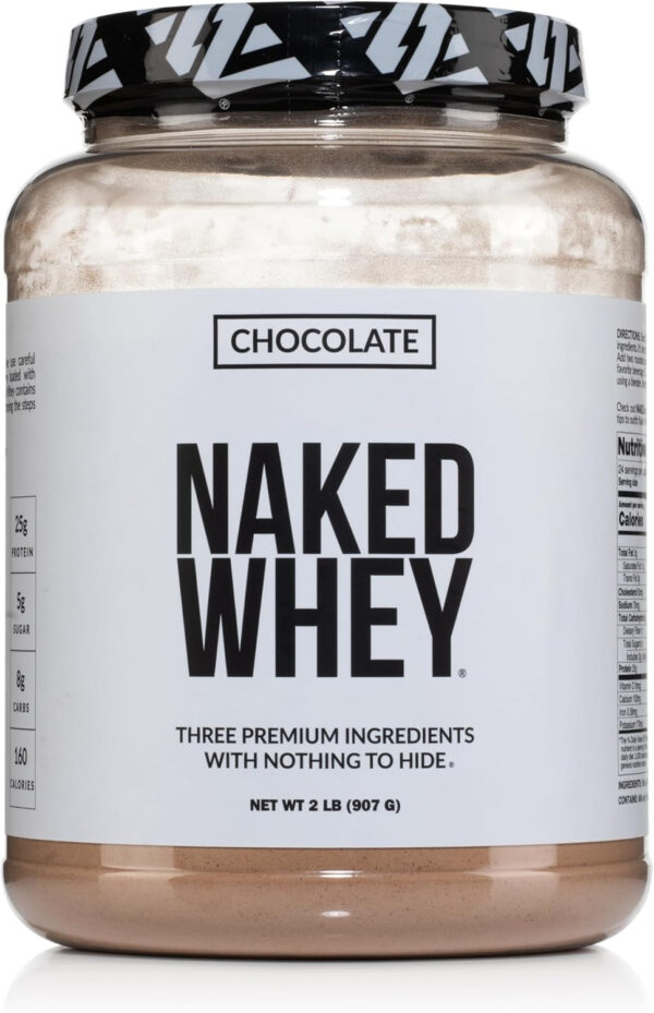 NAKED Whey 2LB 100% Grass Fed Whey Protein Powder - Only 1 Ingredient, Unflavored Whey Protein, Undenatured, Gluten Free, Soy Free, No GMOs, No Preservatives