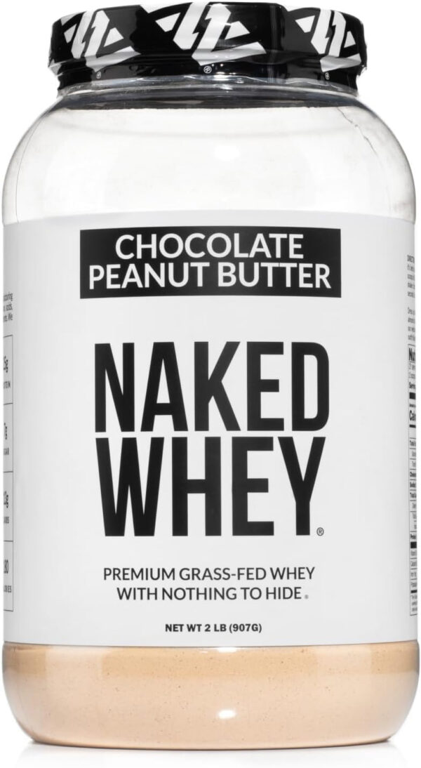 NAKED Whey 2LB 100% Grass Fed Whey Protein Powder - Only 1 Ingredient, Unflavored Whey Protein, Undenatured, Gluten Free, Soy Free, No GMOs, No Preservatives