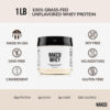 NAKED Whey 2LB 100% Grass Fed Whey Protein Powder - Only 1 Ingredient, Unflavored Whey Protein, Undenatured, Gluten Free, Soy Free, No GMOs, No Preservatives