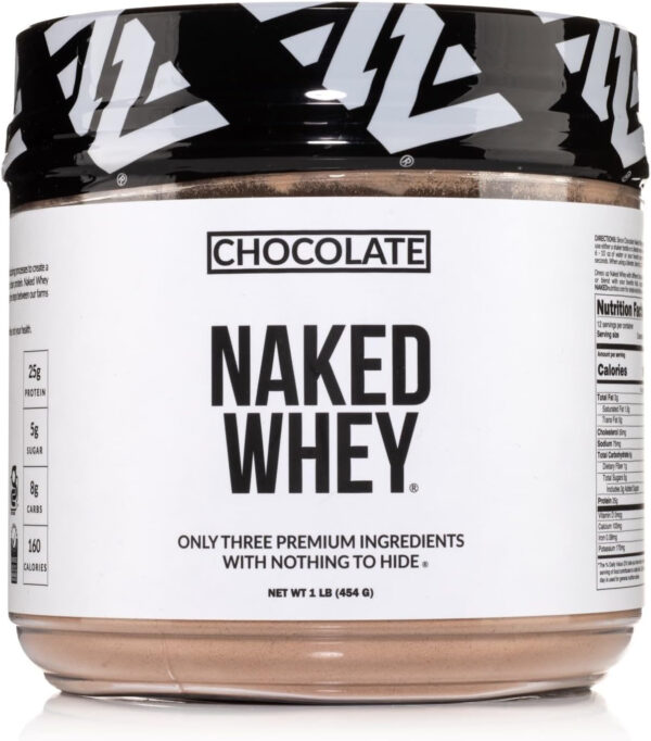 NAKED Whey 2LB 100% Grass Fed Whey Protein Powder - Only 1 Ingredient, Unflavored Whey Protein, Undenatured, Gluten Free, Soy Free, No GMOs, No Preservatives