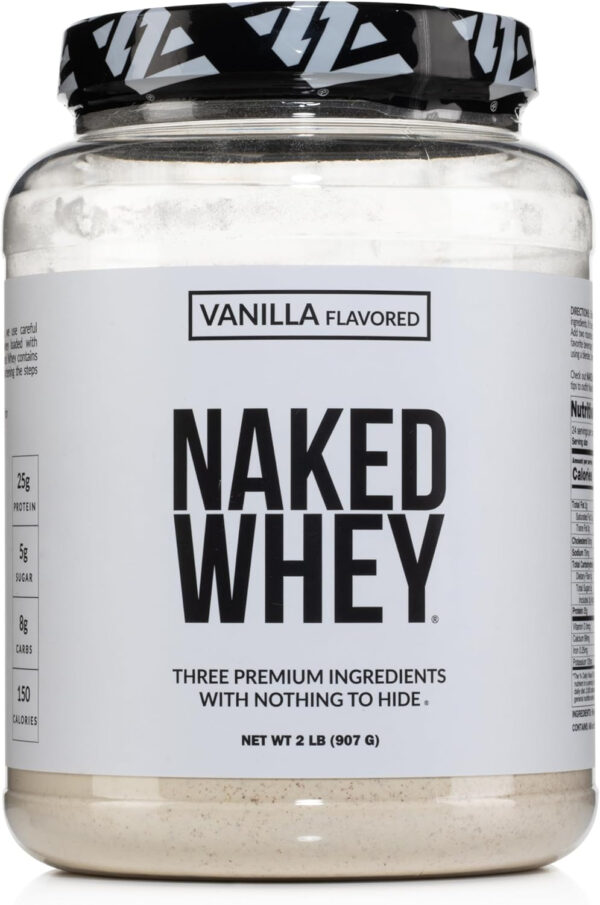 NAKED Whey 2LB 100% Grass Fed Whey Protein Powder - Only 1 Ingredient, Unflavored Whey Protein, Undenatured, Gluten Free, Soy Free, No GMOs, No Preservatives