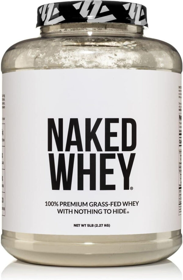 NAKED Whey 2LB 100% Grass Fed Whey Protein Powder - Only 1 Ingredient, Unflavored Whey Protein, Undenatured, Gluten Free, Soy Free, No GMOs, No Preservatives