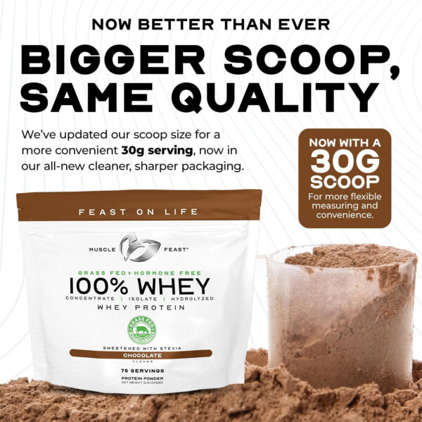 Muscle Feast 100% Grass Fed Whey Protein Powder, All Natural, Hormone Free Paure Raised Whey Protein Powder for Women & Men - Whey Concentrate, Isolate & Hydrolyzed Protein Powder Blend - Vanilla, 5lb