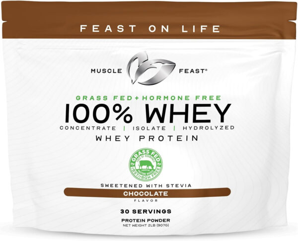 Muscle Feast 100% Grass Fed Whey Protein Powder, All Natural, Hormone Free Paure Raised Whey Protein Powder for Women & Men - Whey Concentrate, Isolate & Hydrolyzed Protein Powder Blend - Vanilla, 5lb