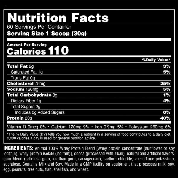 68946e09a524cb9d26058a3a1c7d5e400a2cfafc699f678443284.jpg Animal 100% Whey Protein Powder – Whey Blend for Pre Workout or Post Workout, Recovery, or an Anytime Low Sugar Protein Boost Meal Replacement with BCAA Branched Chain Amino Acids – Chocolate, 4 lb