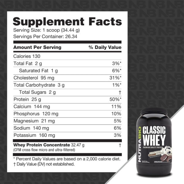 NutraBio Classic Whey Protein Powder- 25G of Protein Per Scoop - Full-Spectrum Amino Acid Profile - No Fillers, Artificial Colors, Preservatives - Low Glycemic Index - Creamy Vanilla, 5 Pounds