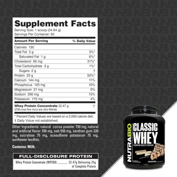 NutraBio Classic Whey Protein Powder- 25G of Protein Per Scoop - Full-Spectrum Amino Acid Profile - No Fillers, Artificial Colors, Preservatives - Low Glycemic Index - Creamy Vanilla, 5 Pounds