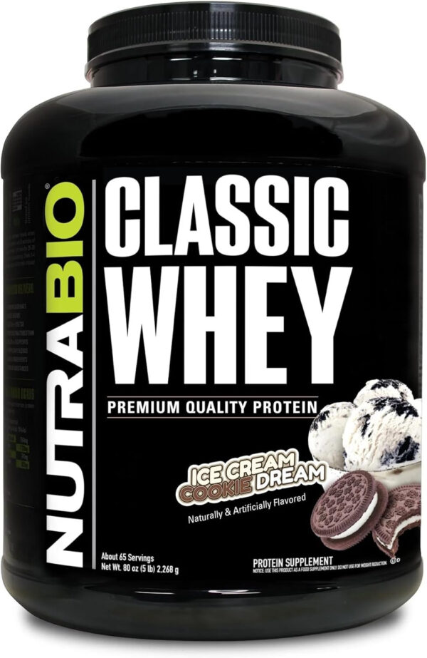 NutraBio Classic Whey Protein Powder- 25G of Protein Per Scoop - Full-Spectrum Amino Acid Profile - No Fillers, Artificial Colors, Preservatives - Low Glycemic Index - Creamy Vanilla, 5 Pounds