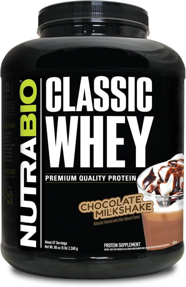 NutraBio Classic Whey Protein Powder- 25G of Protein Per Scoop - Full-Spectrum Amino Acid Profile - No Fillers, Artificial Colors, Preservatives - Low Glycemic Index - Creamy Vanilla, 5 Pounds
