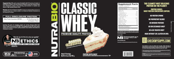 NutraBio Classic Whey Protein Powder- 25G of Protein Per Scoop - Full-Spectrum Amino Acid Profile - No Fillers, Artificial Colors, Preservatives - Low Glycemic Index - Creamy Vanilla, 5 Pounds