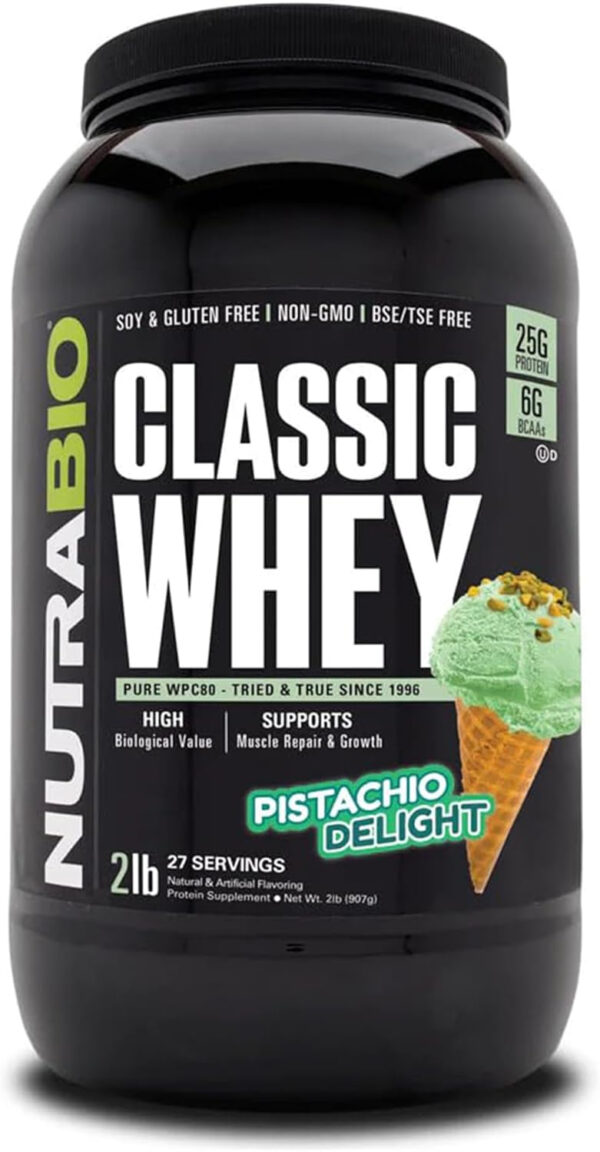 NutraBio Classic Whey Protein Powder- 25G of Protein Per Scoop - Full-Spectrum Amino Acid Profile - No Fillers, Artificial Colors, Preservatives - Low Glycemic Index - Creamy Vanilla, 5 Pounds