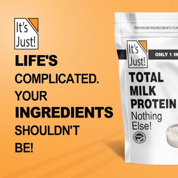 68946ef011fc0ad1b8506f66ed3fc684cafe9f5b85b639fd71d86.jpg It's Just! - Total Milk Protein Concentrate Powder, Naturally 80% Casein / 20% Whey, rBSH/RBST Hormone Free, No Added Sugar, MPC-85 (1 Pound, Unflavored)