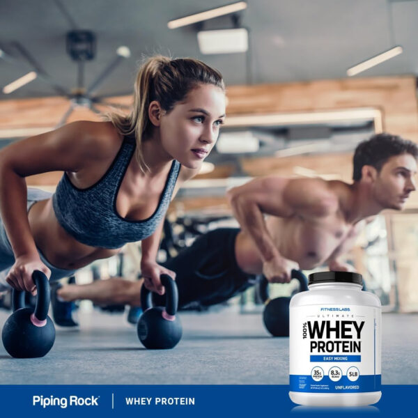 68946f17a95c891889bb7990bb9cd3361518132e690fb944d8ddb.jpg Fitness Labs Whey Protein Powder Unflavored | 5 lbs | 80 oz | Easy Mix Ultimate Supplement | Non-GMO, Gluten Free