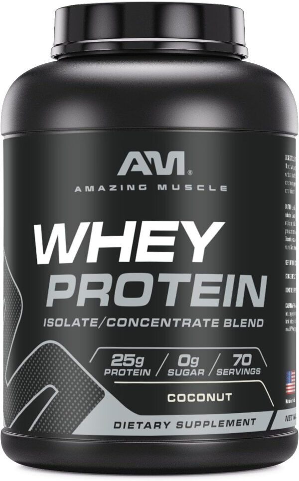 Amazing Muscle 100% Whey Protein Powder *Advanced Formula with Whey Protein Isolate Along with Ultra Filtered Whey Protein Concentrate (Cookie & Cream, 5 Lb)