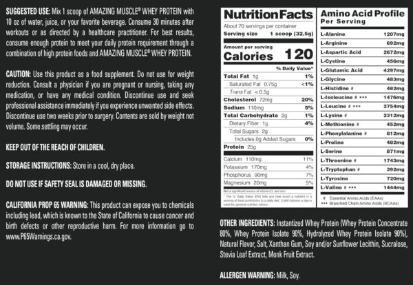 Amazing Muscle 100% Whey Protein Powder *Advanced Formula with Whey Protein Isolate Along with Ultra Filtered Whey Protein Concentrate (Cookie & Cream, 5 Lb)