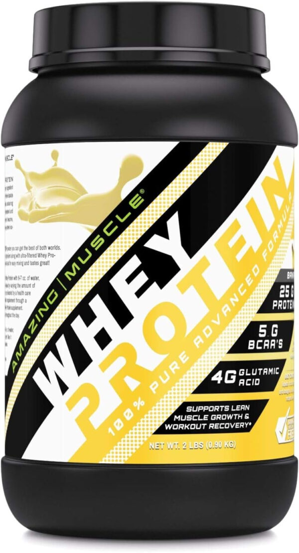 Amazing Muscle 100% Whey Protein Powder *Advanced Formula with Whey Protein Isolate Along with Ultra Filtered Whey Protein Concentrate (Cookie & Cream, 5 Lb)