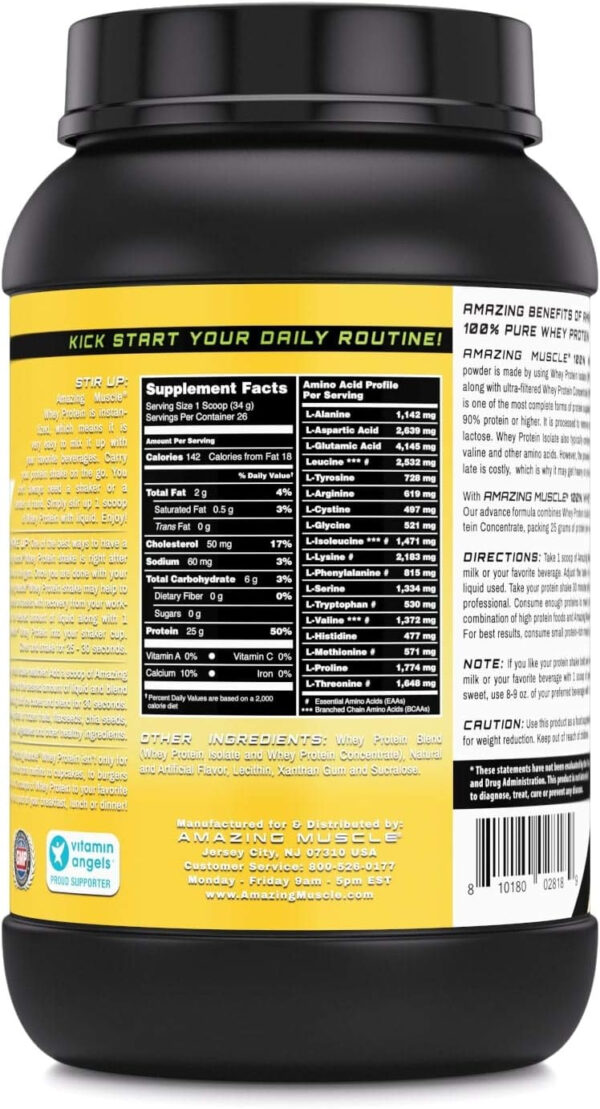 Amazing Muscle 100% Whey Protein Powder *Advanced Formula with Whey Protein Isolate Along with Ultra Filtered Whey Protein Concentrate (Cookie & Cream, 5 Lb)