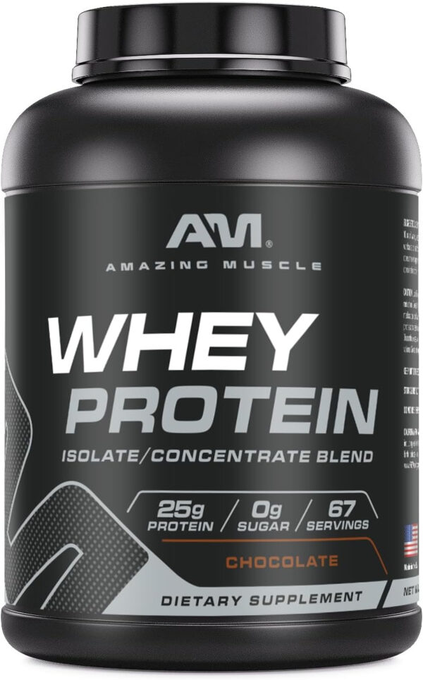Amazing Muscle 100% Whey Protein Powder *Advanced Formula with Whey Protein Isolate Along with Ultra Filtered Whey Protein Concentrate (Cookie & Cream, 5 Lb)
