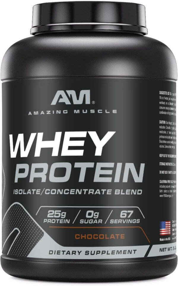 Amazing Muscle 100% Whey Protein Powder *Advanced Formula with Whey Protein Isolate Along with Ultra Filtered Whey Protein Concentrate (Cookie & Cream, 5 Lb)