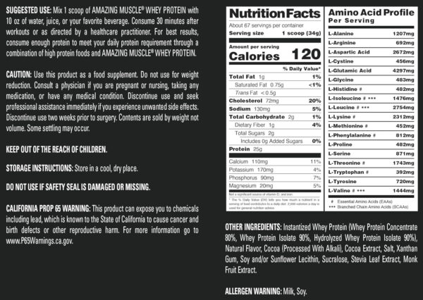 Amazing Muscle 100% Whey Protein Powder *Advanced Formula with Whey Protein Isolate Along with Ultra Filtered Whey Protein Concentrate (Cookie & Cream, 5 Lb)