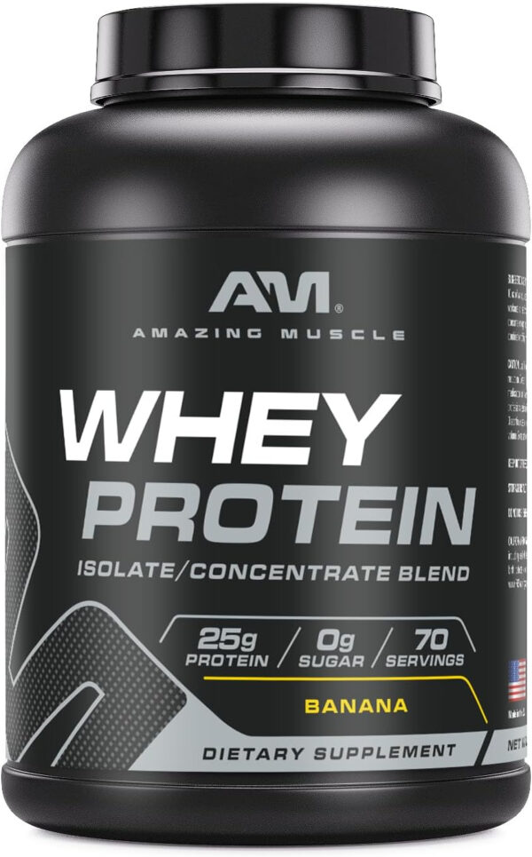 Amazing Muscle 100% Whey Protein Powder *Advanced Formula with Whey Protein Isolate Along with Ultra Filtered Whey Protein Concentrate (Cookie & Cream, 5 Lb)