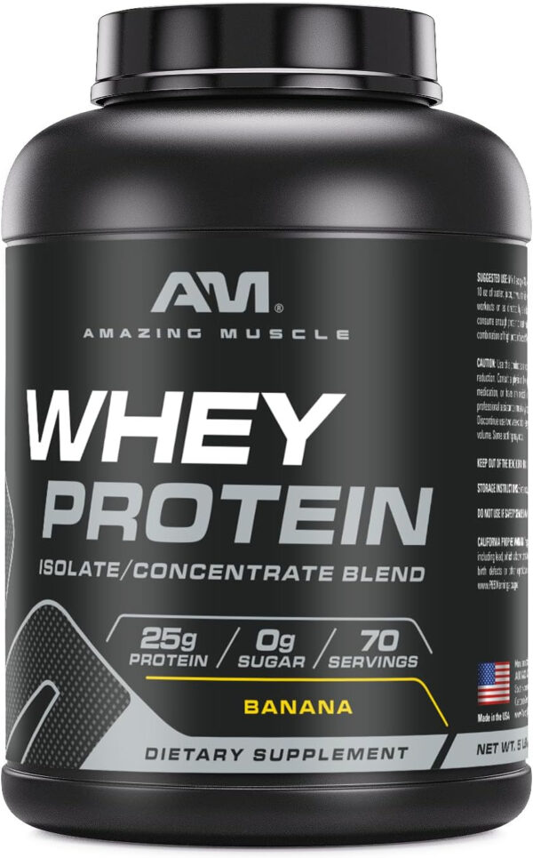 Amazing Muscle 100% Whey Protein Powder *Advanced Formula with Whey Protein Isolate Along with Ultra Filtered Whey Protein Concentrate (Cookie & Cream, 5 Lb)