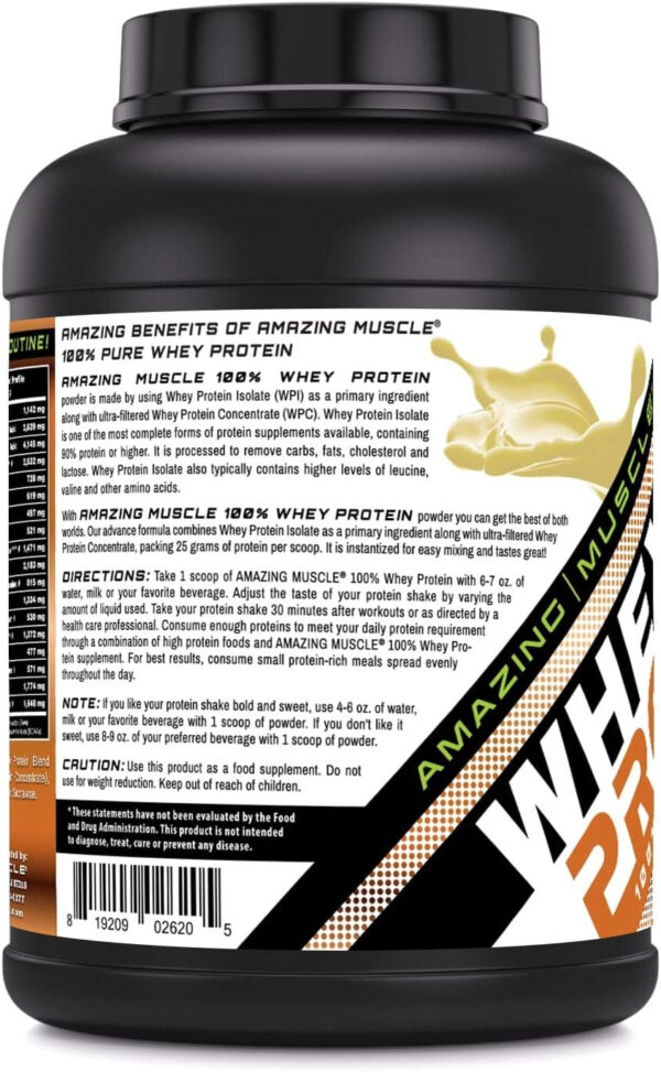 Amazing Muscle 100% Whey Protein Powder *Advanced Formula with Whey Protein Isolate Along with Ultra Filtered Whey Protein Concentrate (Cookie & Cream, 5 Lb)