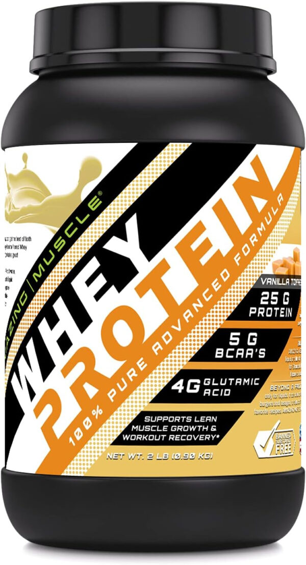 Amazing Muscle 100% Whey Protein Powder *Advanced Formula with Whey Protein Isolate Along with Ultra Filtered Whey Protein Concentrate (Cookie & Cream, 5 Lb)