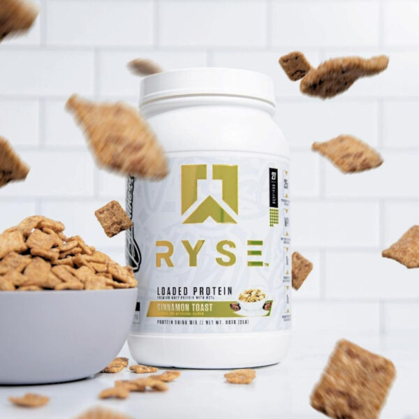 68946f9acdabef40f8f99ca8e082aefa48d328c8de47c45602ee6.jpg RYSE Loaded Protein Powder - Cinnamon Toast - 25g Whey Protein Isolate & Concentrate with Prebiotic Fiber & MCTs - Low Carb, Low Sugar, Digestive-Friendly - 54 Servings / 4 lb Tub