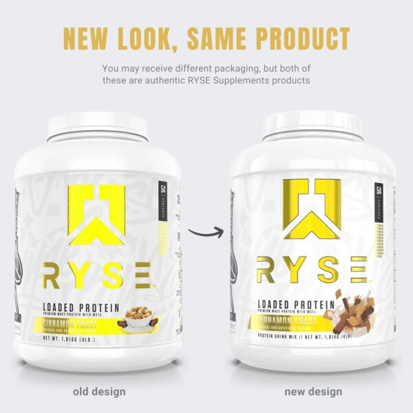 68946f9d94d3c0488123aa814c573eb0b7f91641bcea56c5bfa2e.jpg RYSE Loaded Protein Powder - Cinnamon Toast - 25g Whey Protein Isolate & Concentrate with Prebiotic Fiber & MCTs - Low Carb, Low Sugar, Digestive-Friendly - 54 Servings / 4 lb Tub