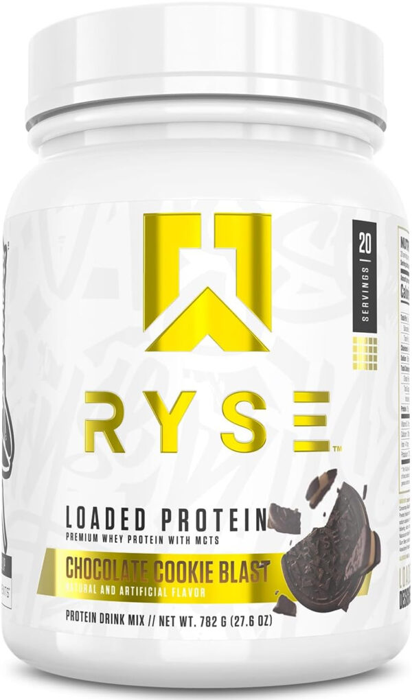 68946f9eea765c901f501c699a1b558ba458970dcd6a94adeda7c.jpg RYSE Loaded Protein Powder - Cinnamon Toast - 25g Whey Protein Isolate & Concentrate with Prebiotic Fiber & MCTs - Low Carb, Low Sugar, Digestive-Friendly - 54 Servings / 4 lb Tub