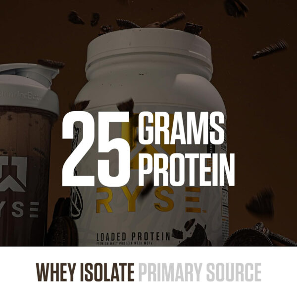 68946fa1a2d8159d565119651f28b8774441995fc48ee050ea03a.jpg RYSE Loaded Protein Powder - Cinnamon Toast - 25g Whey Protein Isolate & Concentrate with Prebiotic Fiber & MCTs - Low Carb, Low Sugar, Digestive-Friendly - 54 Servings / 4 lb Tub