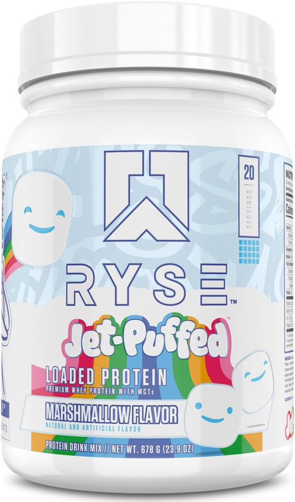 68946fcc33677ee61c6b441c280faf6276b3a4ca1aa58cb57ca81.jpg RYSE Loaded Protein Powder - Cinnamon Toast - 25g Whey Protein Isolate & Concentrate with Prebiotic Fiber & MCTs - Low Carb, Low Sugar, Digestive-Friendly - 54 Servings / 4 lb Tub