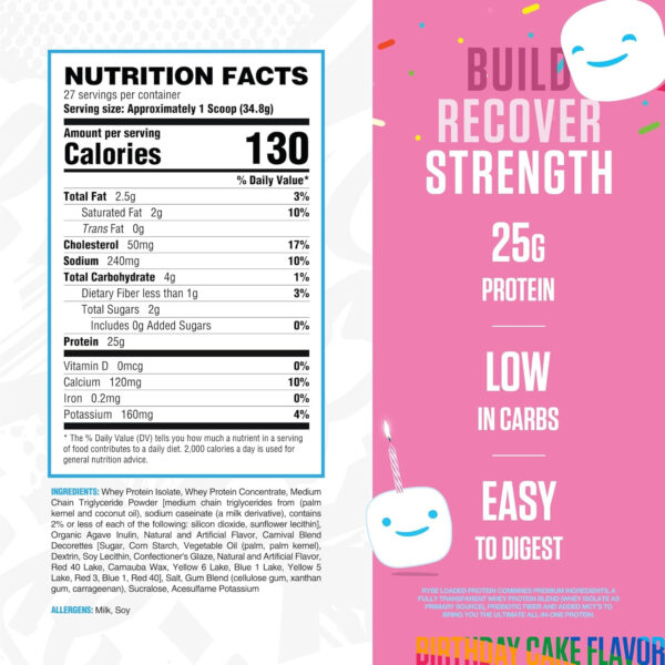 68946fe60dbad4f40c4abef8d97515c7bda6469b457cf345916e9.jpg RYSE Loaded Protein Powder - Cinnamon Toast - 25g Whey Protein Isolate & Concentrate with Prebiotic Fiber & MCTs - Low Carb, Low Sugar, Digestive-Friendly - 54 Servings / 4 lb Tub