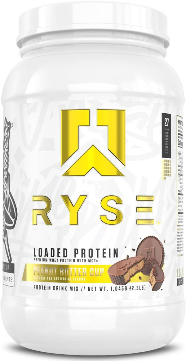 68946feb5090da0a48e7f046f27247d5a7b15ba83294e7cb35e74.jpg RYSE Loaded Protein Powder - Cinnamon Toast - 25g Whey Protein Isolate & Concentrate with Prebiotic Fiber & MCTs - Low Carb, Low Sugar, Digestive-Friendly - 54 Servings / 4 lb Tub