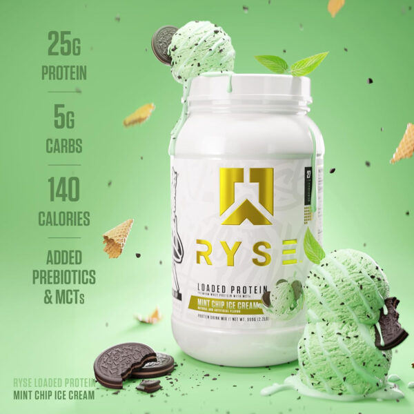 68946ff9be4553c54841b490b374443e0f185ea444e93667ffb12.jpg RYSE Loaded Protein Powder - Cinnamon Toast - 25g Whey Protein Isolate & Concentrate with Prebiotic Fiber & MCTs - Low Carb, Low Sugar, Digestive-Friendly - 54 Servings / 4 lb Tub