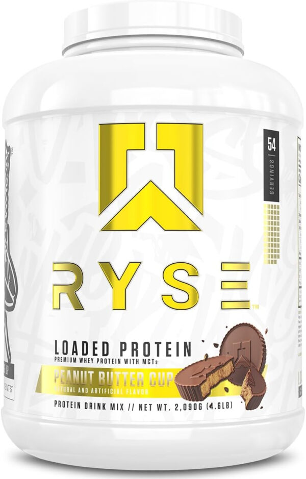68946ffe05fa6ed697a4c887630e273c2a8d36362e530b62ef8a0.jpg RYSE Loaded Protein Powder - Cinnamon Toast - 25g Whey Protein Isolate & Concentrate with Prebiotic Fiber & MCTs - Low Carb, Low Sugar, Digestive-Friendly - 54 Servings / 4 lb Tub