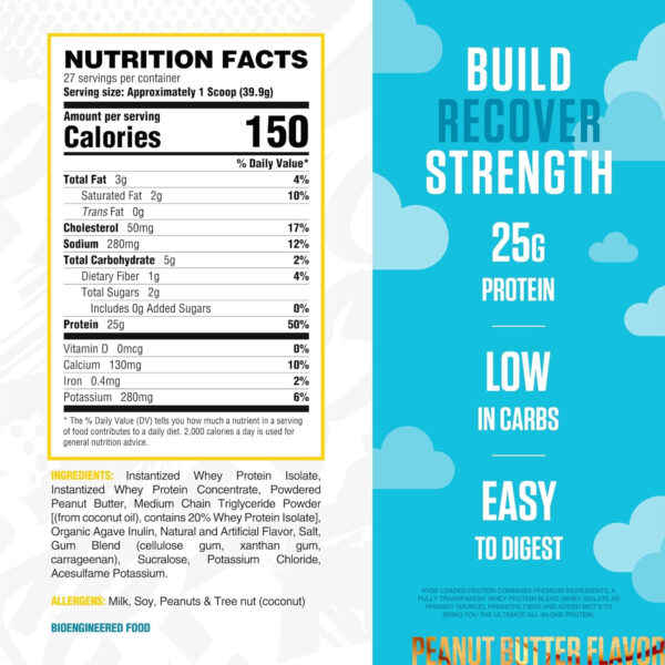 68947013adb8db9e18bd5a6c68c8e7114926068eeb681c1721833.jpg RYSE Loaded Protein Powder - Cinnamon Toast - 25g Whey Protein Isolate & Concentrate with Prebiotic Fiber & MCTs - Low Carb, Low Sugar, Digestive-Friendly - 54 Servings / 4 lb Tub
