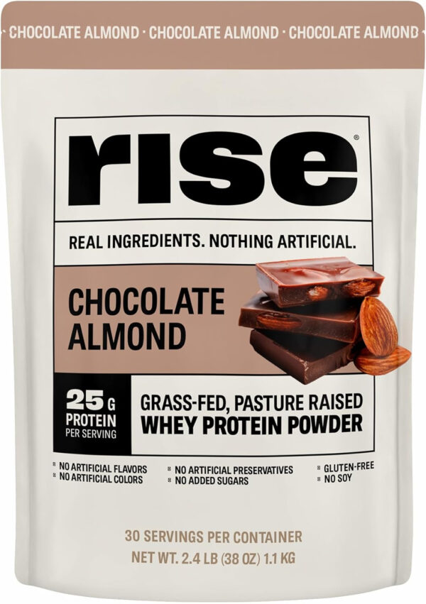Rise Grass-Fed Whey Protein Powder - Vanilla | 25g Protein No Artificial Flavors, Colors, or Preservatives - Sugar Free, Gluten-Free, Soy Free (2.3 lbs)