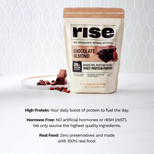 Rise Grass-Fed Whey Protein Powder - Vanilla | 25g Protein No Artificial Flavors, Colors, or Preservatives - Sugar Free, Gluten-Free, Soy Free (2.3 lbs)