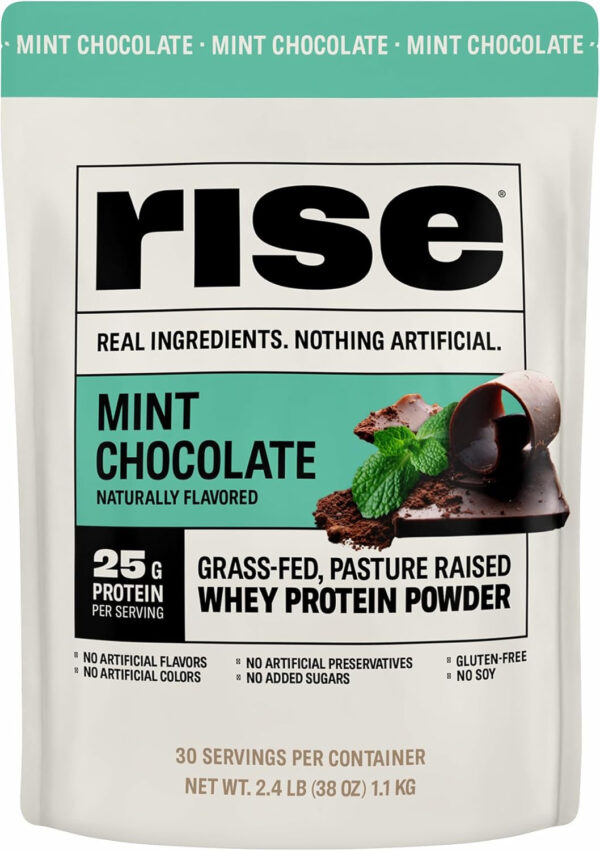 Rise Grass-Fed Whey Protein Powder - Vanilla | 25g Protein No Artificial Flavors, Colors, or Preservatives - Sugar Free, Gluten-Free, Soy Free (2.3 lbs)