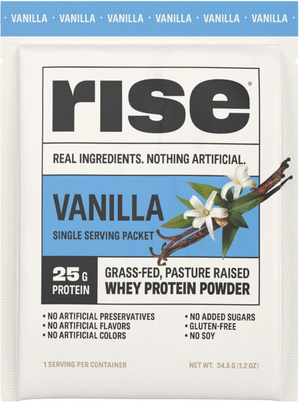 Rise Grass-Fed Whey Protein Powder - Vanilla | 25g Protein No Artificial Flavors, Colors, or Preservatives - Sugar Free, Gluten-Free, Soy Free (2.3 lbs)
