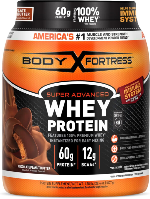 Body Fortress 100% Whey, Premium Protein Powder, Chocolate, 1.78lbs