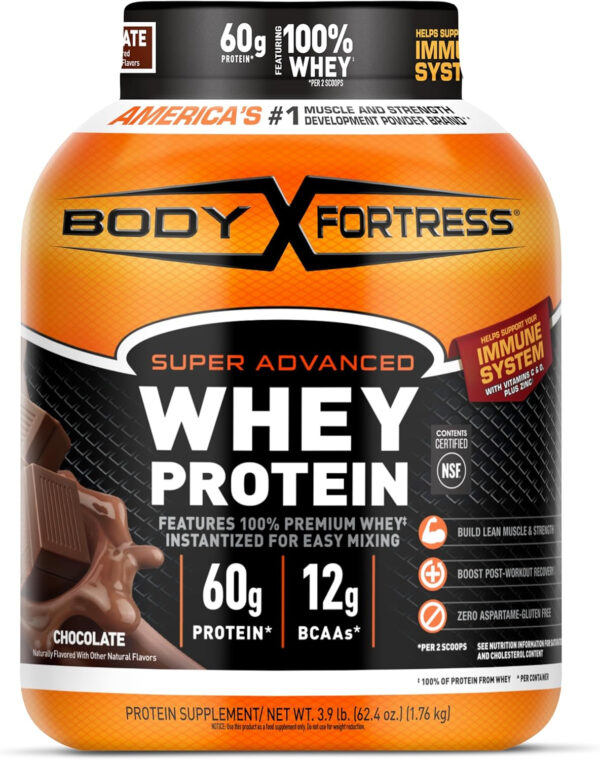 Body Fortress 100% Whey, Premium Protein Powder, Chocolate, 1.78lbs