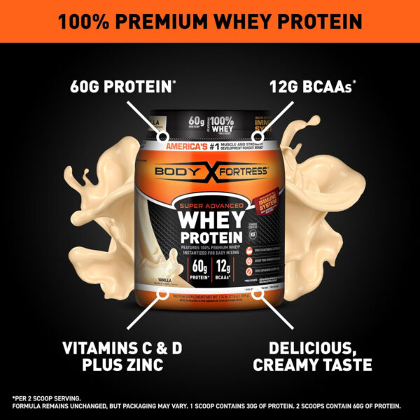 Body Fortress 100% Whey, Premium Protein Powder, Chocolate, 1.78lbs